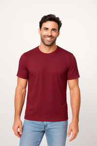 Milltex 300 Unisex Premium Cotton Lightweight Tee - Maroon Heather
