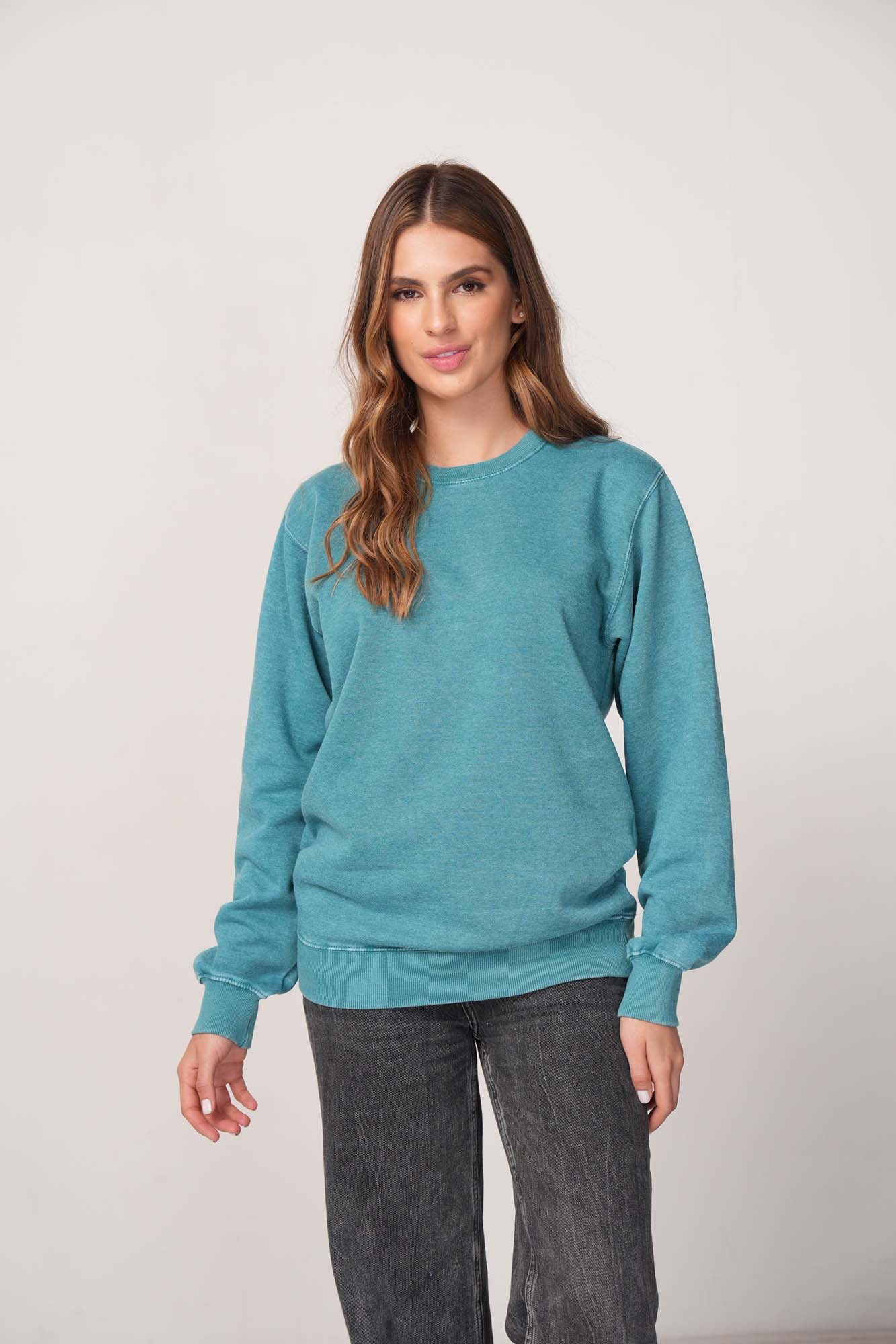 Milltex 603 Unisex Vintage Fleece Textured Crewneck Sweatshirt
